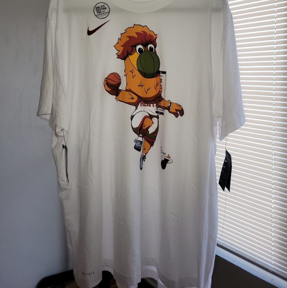 Mens Nike Dry Fit Miami Heat Burnie Mascot Tshirt